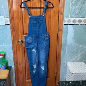 Denim Distressed Overalls in perfect condition